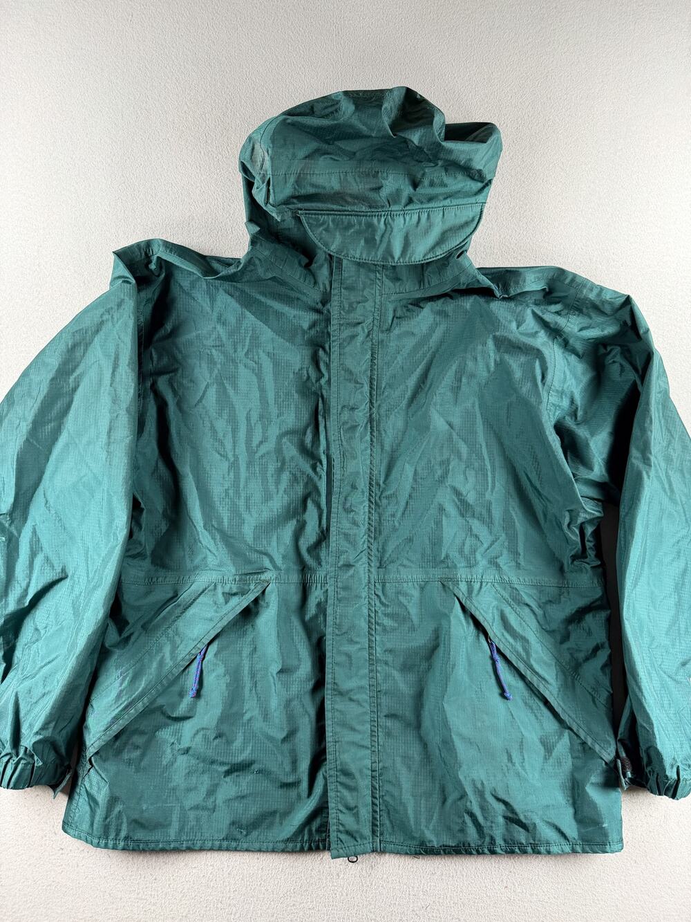 Vintage REI Gore-Tex Rain Jacket XL Green Hooded Made USA Nylon Outdoor 90s